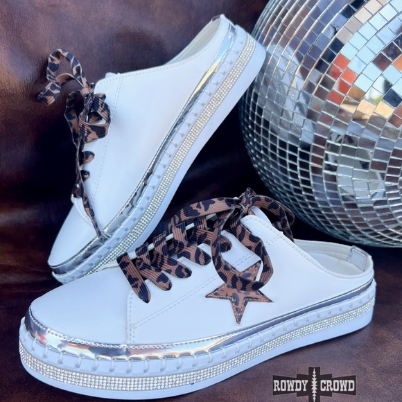 NEW!! Rowdy Crowed Silver Sneaker Slides Platform Bling Star Slides Szs 7,8 & 9 - Picture 5 of 5